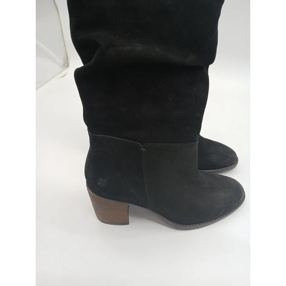 NWOT Lucky Brand 6 Bitsie Suede Leather Ruched Slouch Ankle Boots Black MSRP 120